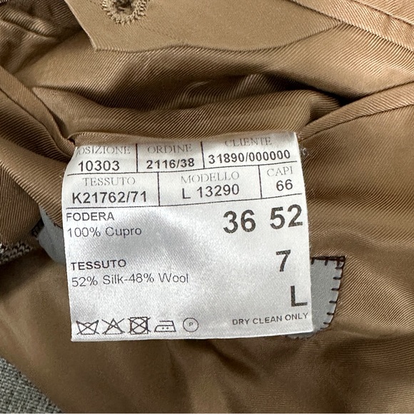 Canali Silk Wool Houndstooth Windowpane Brown Dual Vent Blazer Jacket 52 IT 42R - Picture 8 of 16